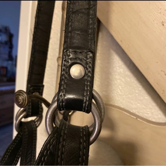 LUCKY BRAND Gray Black Patchwork
Suede Leather -Bucket Crossbody - Picture 4 of 12